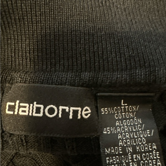 Claiborne Men's Black Ribbed Long Sleeve Sweater - Picture 4 of 4